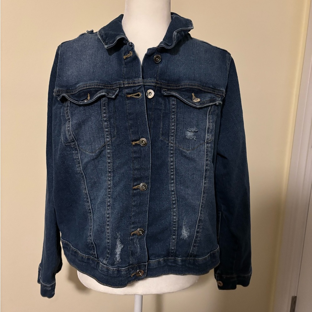 Jessica Simpson Dark Blue Jean Jacket. Embroidered back!!